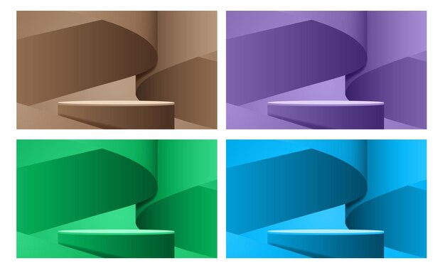 Vector a set of colorful shelves with different colors.