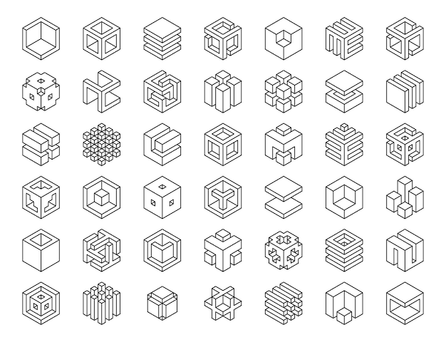 Vector set cubes vector icon cube logo template