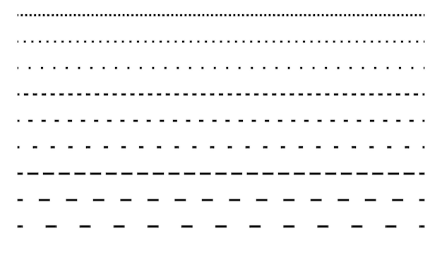 Vector set of dashed lines collection different types of dashed lines black dashed line