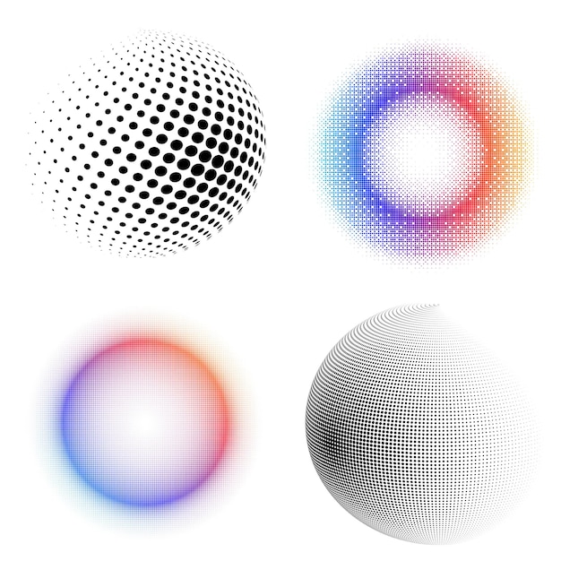 Vector set design elements symbol editable halftone frame dot circle pattern on white background vector illustration eps 10 frame with black random dots round border icon using halftone circle dots text