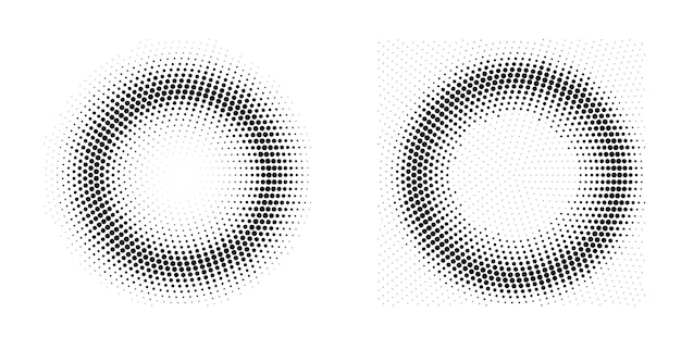 Vector set design elements symbol editable halftone frame dot circle pattern on white background vector illustration eps 10 frame with black random dots round border icon using halftone circle dots text