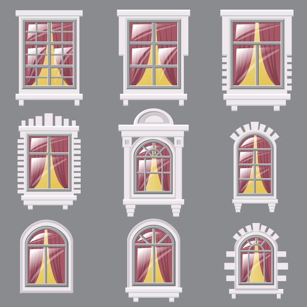 Vector set of different windows, element for architecture