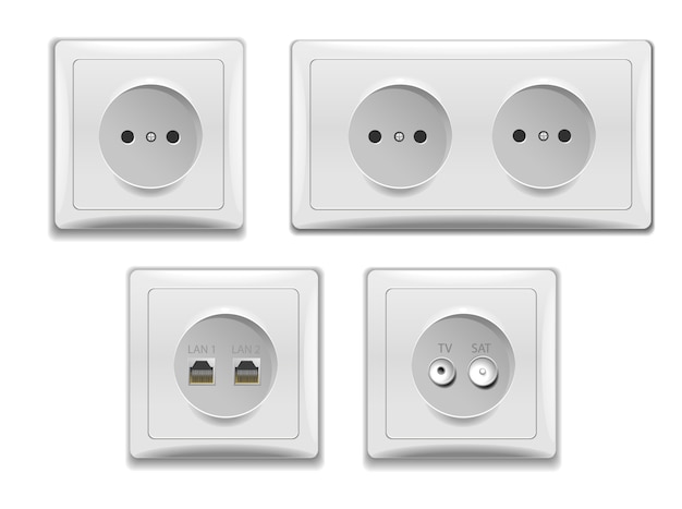 Vector set of  double and single sockets