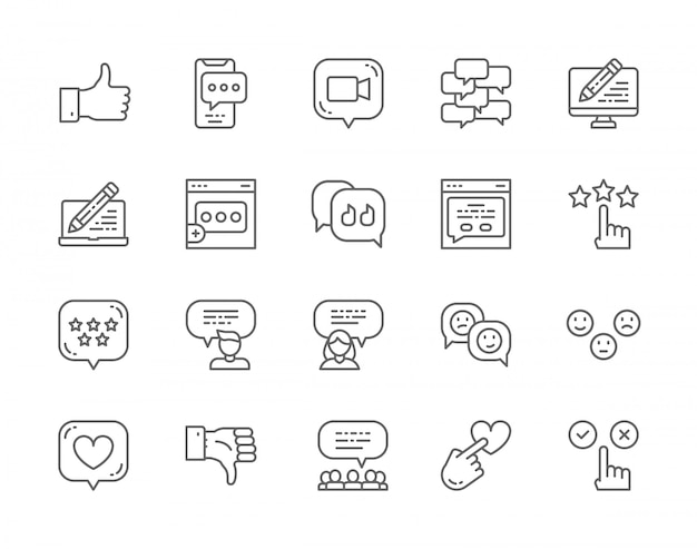 Vector  set of feedback line icons.  