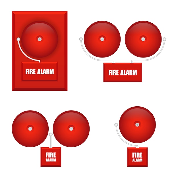 Vector set of fire alarms  illustration isolated on white background