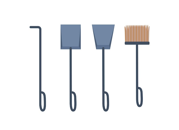 Vector set of fireplace accessories