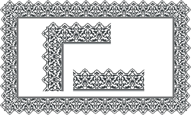 set of frames borders corner design templates floral border arabic ornament