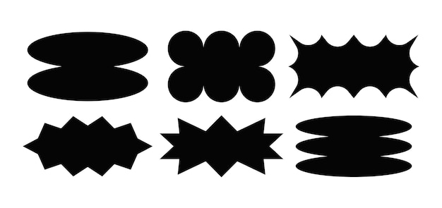 Vector set of frames figures forms in the style of brutalism retro y2k