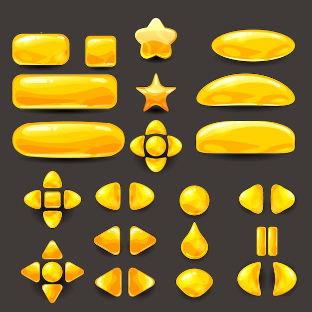 Vector set game ui complete yellow menu of graphical user interface gui