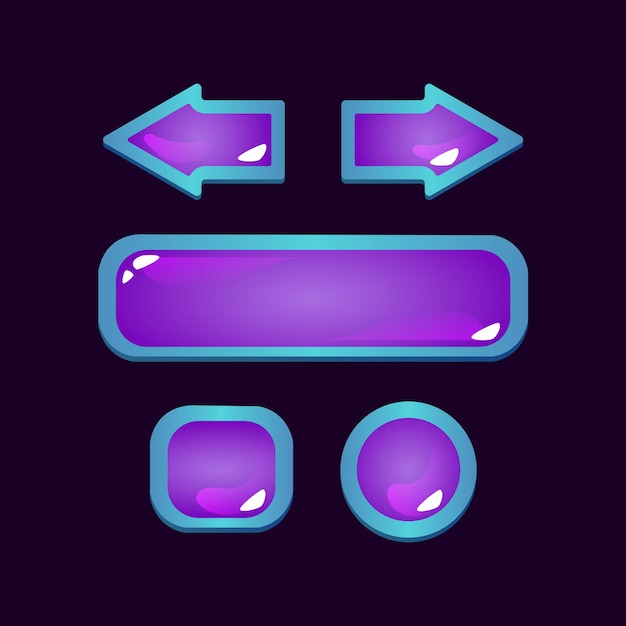 Vector set of game ui fantasy jelly button with rpg theme for gui asset elements