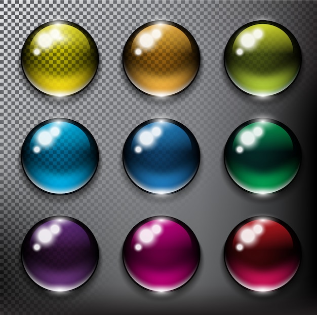 Vector set of glass buttons