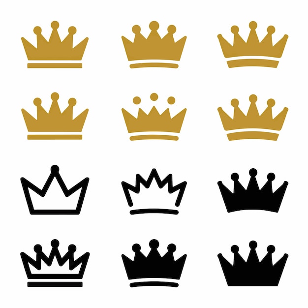 Vector a set of gold crowns for the king