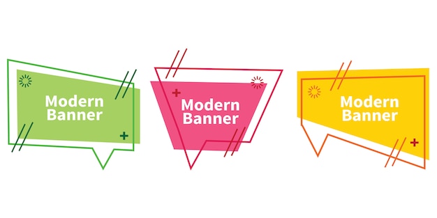 Vector set of gradient abstract banners with shapes