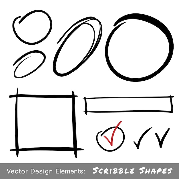 Vector set of hand drawn scribble shapes, vector design elements