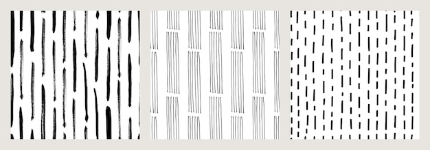 Vector set of hand drawn seamless abstract patterns