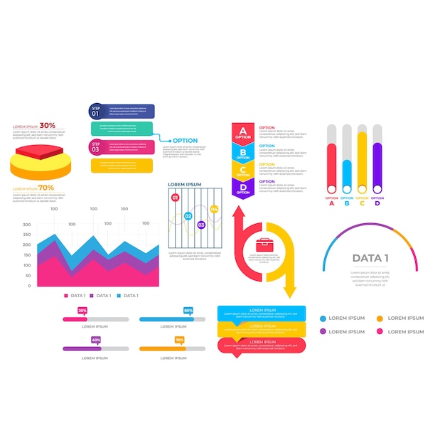 Vector set of infographic elements data visualization vector design template can be used for steps option
