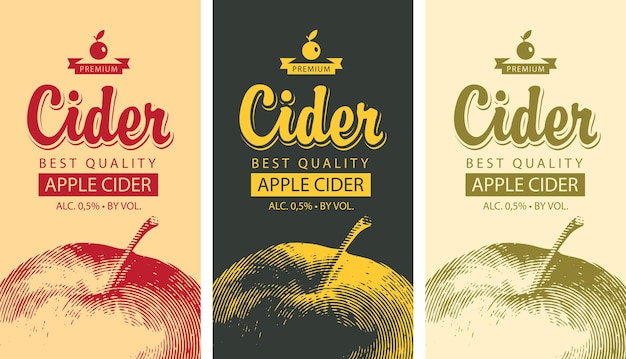 Vector set of labels for apple cider