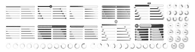 Vector set loading bar icons progress bar loading signs buffer loader or preloader
