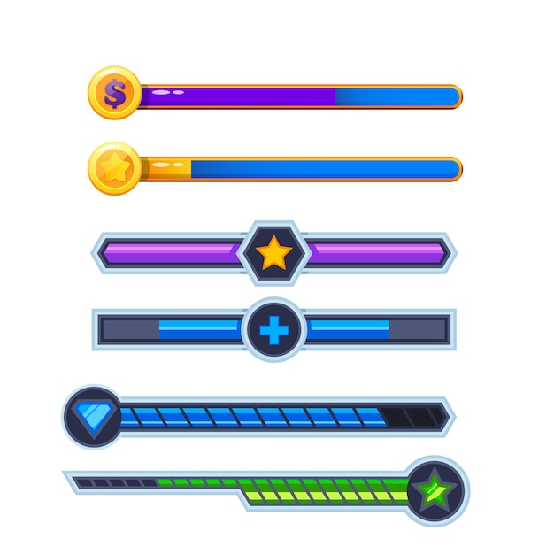 Vector set of minimalistic pixel art vector objects isolated pixel game buttons video nostalgic game pixe