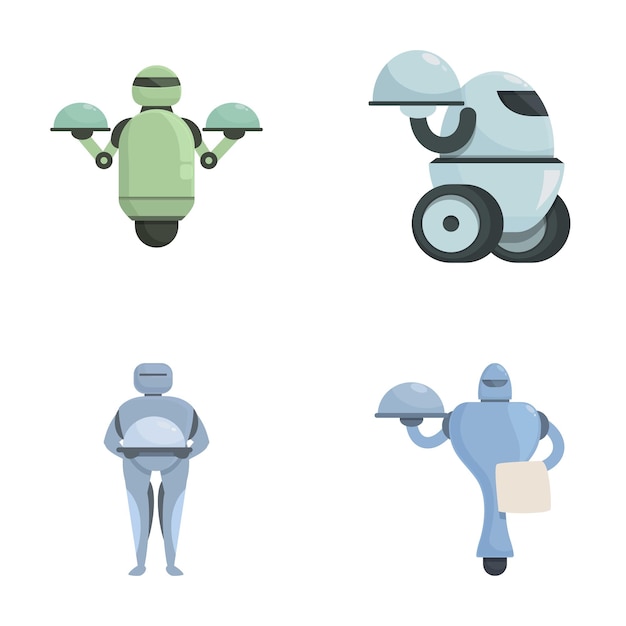 Vector set of modern delivery robots and drones
