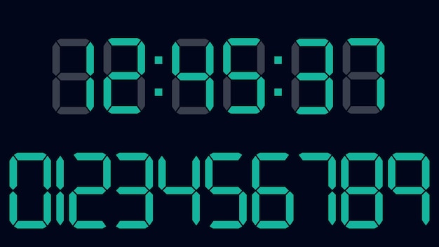 Vector a set of numbers for electronic watches