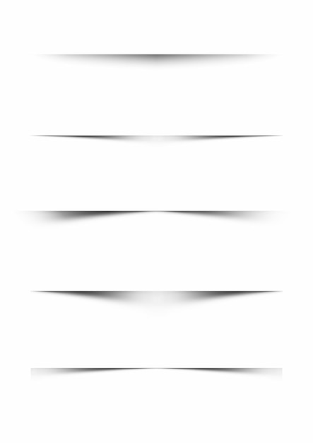 Vector set of paper shadow effects horizontal divider lines isolated on transparent background