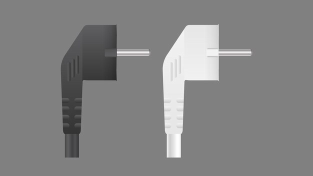Vector set of plugs for sockets in 3d. the plug for the outlet is insulated. realistic vector.
