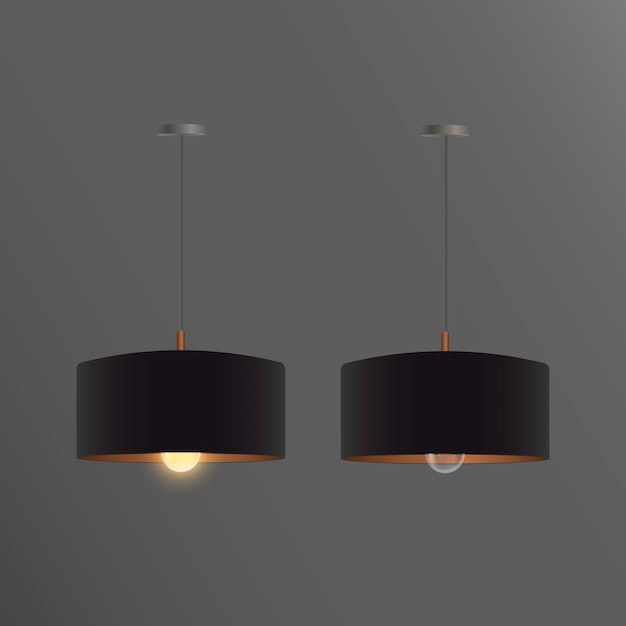 Vector  set of realistic black chandeliers. ceiling lamp. loft style. element for interior design.