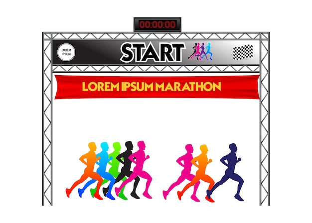 Vector set of realistic marathon start finish line isolated eps vector