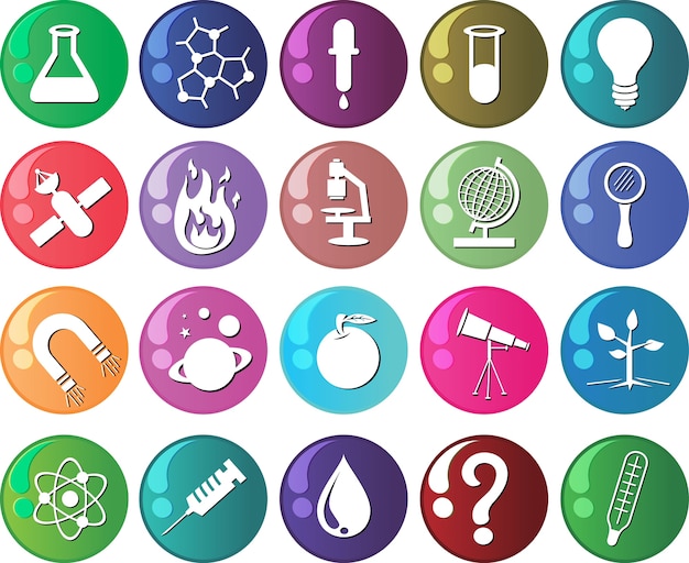 set of science icons