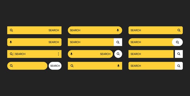 Vector set of search bar templates web and ui interface search forms for websites