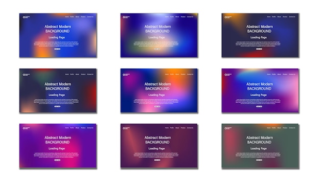 Vector set of sign up and sign in forms colorful gradient gradient uiux loading page gradient background