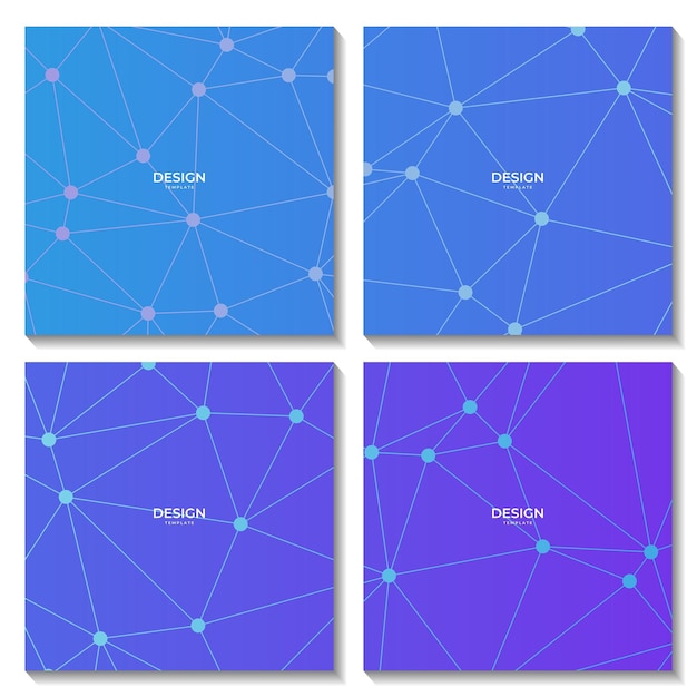 Vector set of squares abstract colorful geometric background with triangle shape pattern and molecular