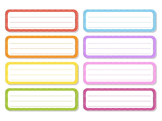 Vector set stickers for design. empty template. name tags, gift labels. rectangular label.