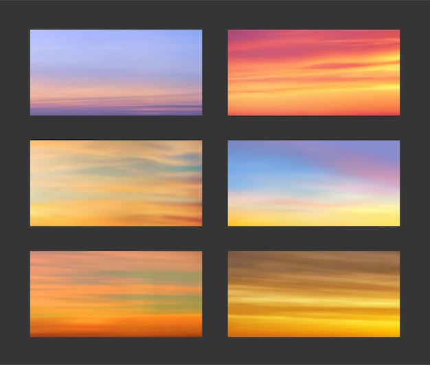 Vector set sunset and sunrise gradients, vector background