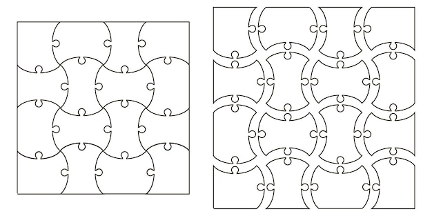 set the template of puzzle pieces vector set for creating complex jigsaw puzzle pieces image applicable to several concepts