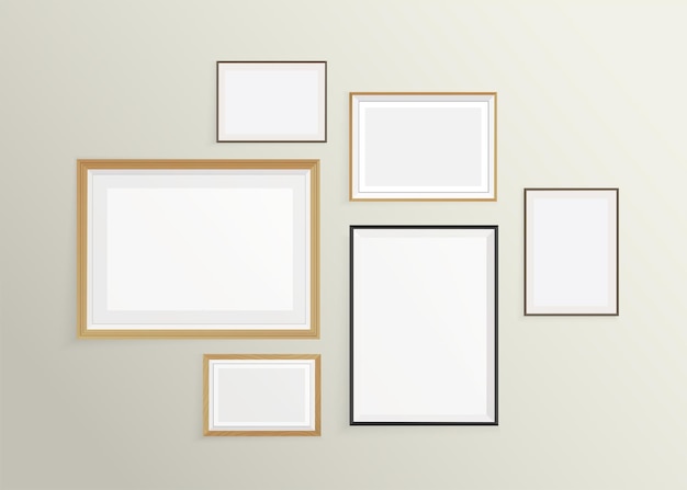 set of templates of frames on the horizontal wall vector mock up with place for design