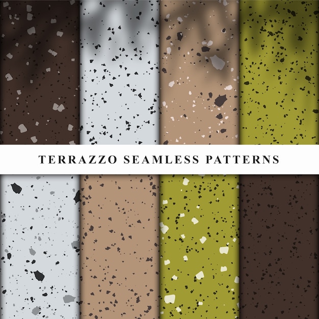 Vector set of terrazzo style seamless patterns. 