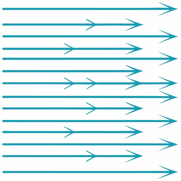 Vector set of thin horizontal lines with directional arrows for flow and process illustrations