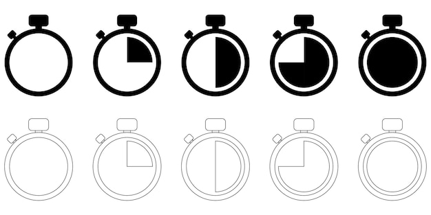 Vector set of timer vector icon stopwatch symbol vector countdown circle clock counter timer fast time icon