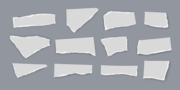 Vector set of torn paper fragments isolated on background vector illustration