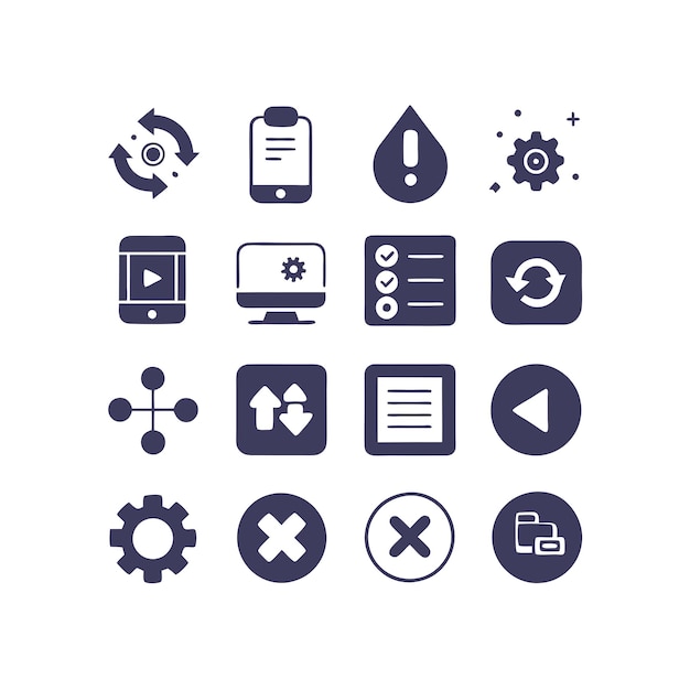 set of user interface and ux icon