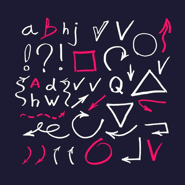 Vector set of vector elements for presentations drawn with a marker