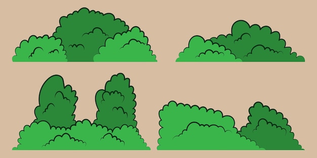 Vector set of vector green bushes