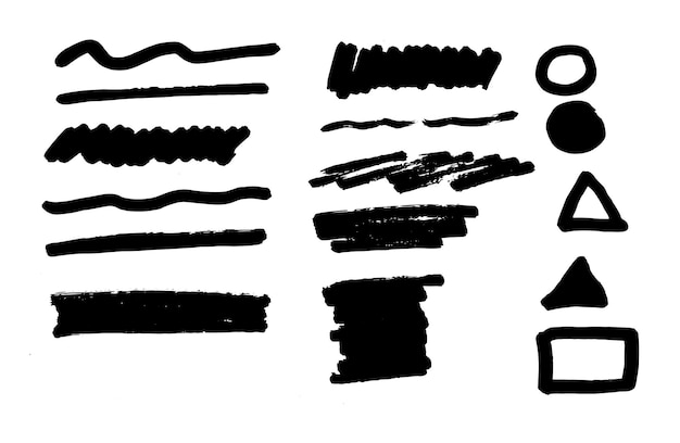 Vector set of vector paint brush stroke and artistic design elements