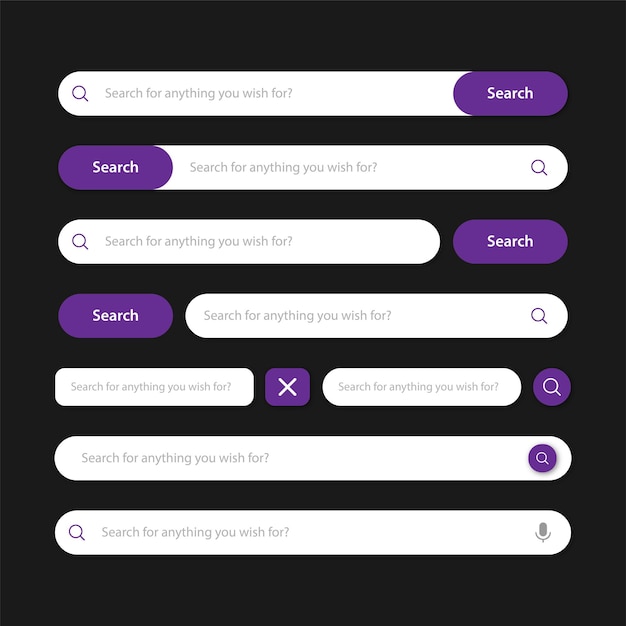Vector set of vector search bar, search boxes button with shadow ui template