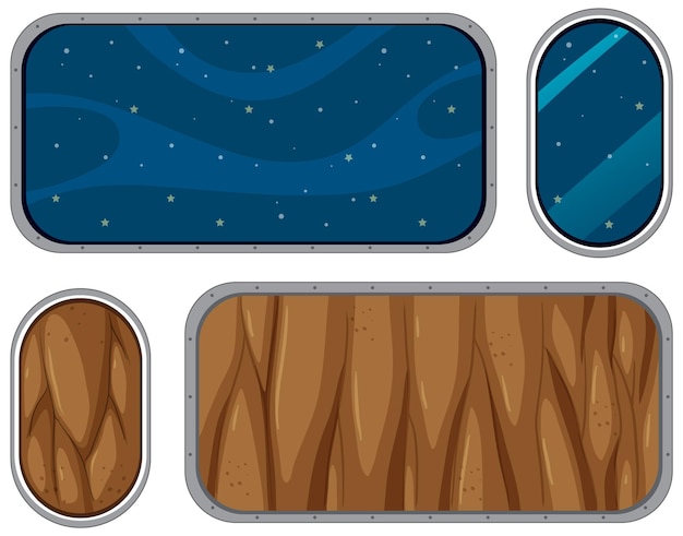 Vector set of view from window look outside from space