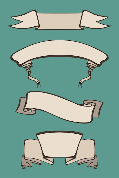 Vector set of vintage ancient scrolls and ribbons with space for text