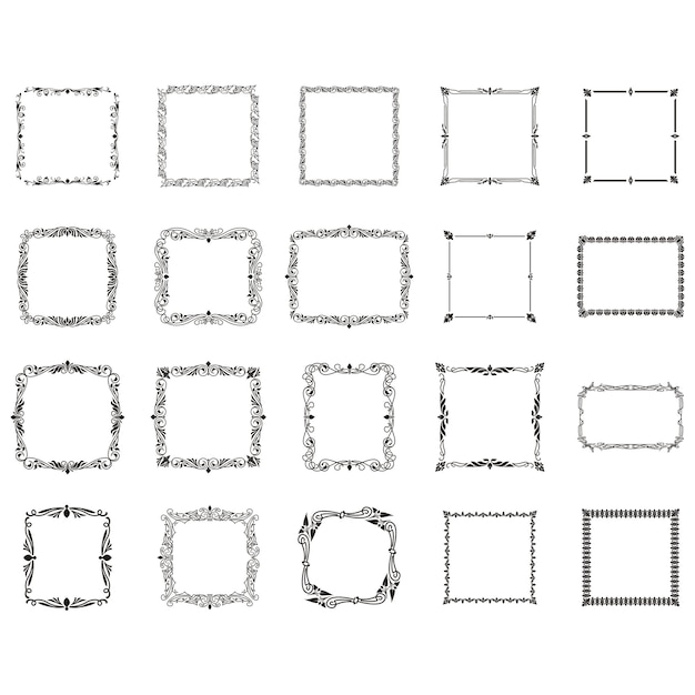 Vector set of vintage decorative frames or vintage rectangle ornaments or calligraph frame retro