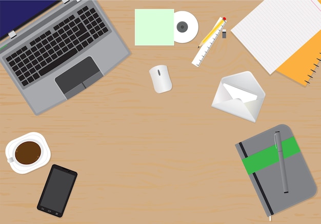 Vector set of working desk element